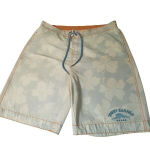 Tommy Bahama Swim Trunks Mens Large Beige Floral Relax Board Shorts Hibiscus L
